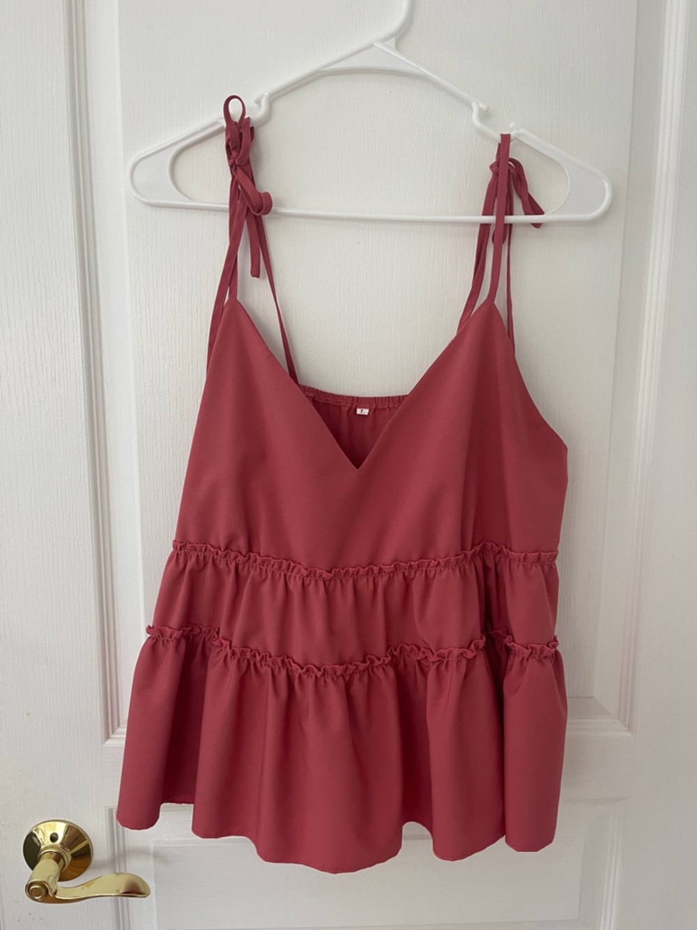 Women's Tie-Strap Tiered Cami Top - Rose